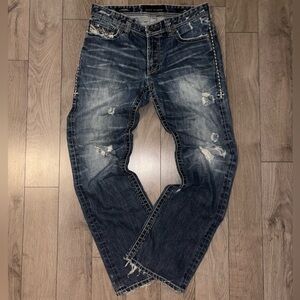 Y2K Affliction Black premium Men's Distressed Blue Jeans